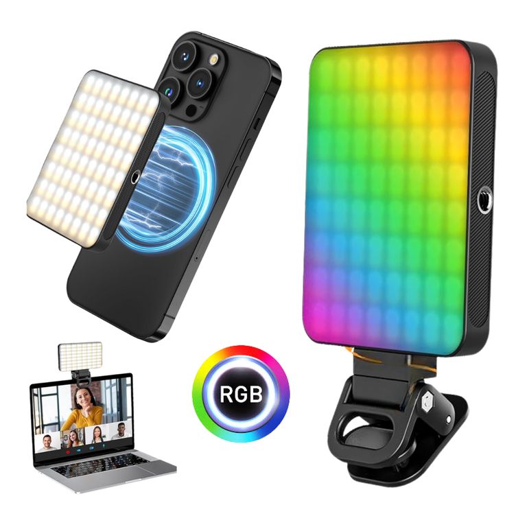 Iluminacion Selfie Luz Led RGB Magnetica para telefono Recargable