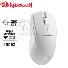 REDRAGON - Mouse Gamer K1NG PRO 1K Wireless Blanco 26000DPI RGB