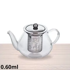 ICHIMATSU - Tetera de vidrio borosilicato con filtro y tapa de acero 600 ml