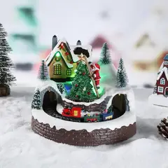 GENERICO - Villa Navideña Árbol Tren Giratorio Musical Animados Luz Led