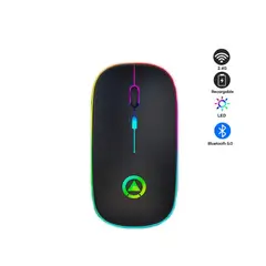 RGB - Mouse Inalámbrico Recargable LED USB DPI01600 Negro