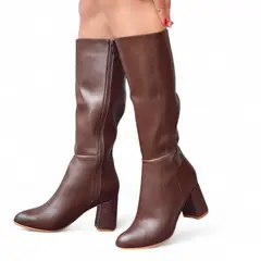 GENERICO - Bota Larga Mujer Clasica 2086-75 Taco 7 Color Marron