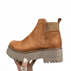 GENERICO - Botin Mujer Casual Gamuza Elastico 2086-60 Color Camello