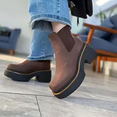 GENERICO - Botin Mujer Elastico Grueso Taco 5 2086-60 Color Marron