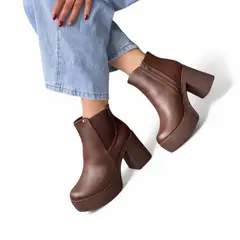 GENERICO - Botin Mujer Taco 9 Liga 1111-70 Color Marron