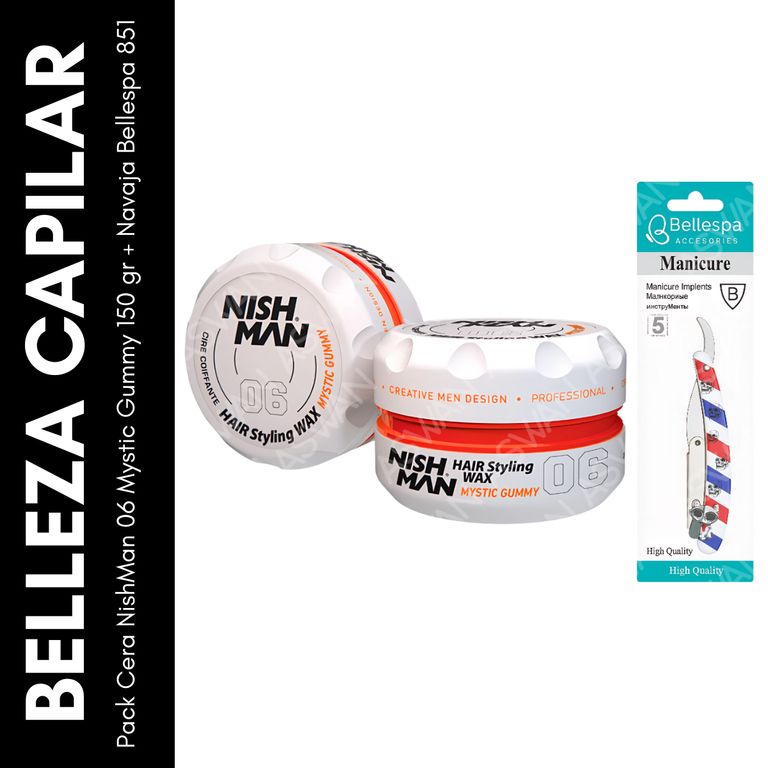 Pack Cera NishMan 06 Mystic Gummy 150 gr + Regalo Navaja Bellespa 851