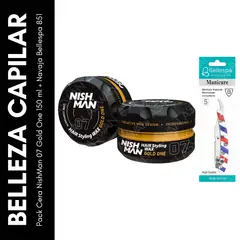 GENERICO - Pack Cera NishMan 07 Gold One 150 ml + Regalo Navaja Bellespa 851
