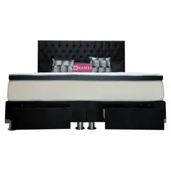 KAMAS - DORMITORIO DER PRINZ CON CAJONES + CABECERA CAPITONEADA - NEGRO