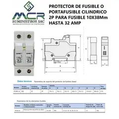 CHINT - PROTECTOR DE FUSIBLE O PORTAFUSIBLE CILINDRICOS 2P P FUSIBLES 10X38MM