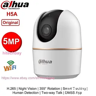 DAHUA - H5A 5MP Focal fija para interiores Wi-Fi Pan Cámara de red inclinable