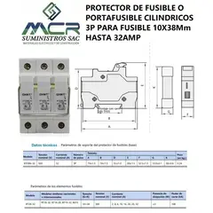 CHINT - PROTECTOR DE FUSIBLE O PORTAFUSIBLE CILINDRICOS 3P P FUSIBLES 10X38MM