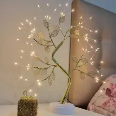 GENERICO - Lámpara de Mesa Hojas Doradas