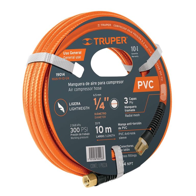 Rollo de 10 m de manguera 3/8'' de pvc para compresora