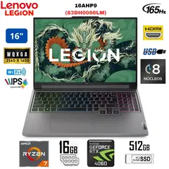 LENOVO - Laptop Legion SLIM5 16AHP9 AMD Ryzen 7-8845HS 16WQXGA IPS 16GB RAM 512Gb SSD-83DH0086LM