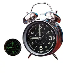 GENERICO - Reloj de mesa Despertador Campana plateado - fosforescente