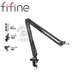 FIFINE - Brazo Micrófono CS1 Ajustable Soporte Escritorio 2kg Negro