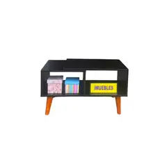 TEMEL - Mesa de Centro Wengue para Sala Mesa con patas Vintage