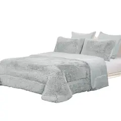 SALA FABULOSA - Edredón Ilusión Talla 2 Plazas + 2 Fundas de Almohada - Gris moderno