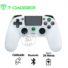 T-DAGGER - Gamepad SCORPIO T-TGP802 Blanco Bluetooth RGB PC y PS4