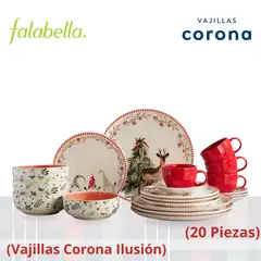 CORONA - Set de Vajillas Ilusión 4 Puestos 20 Piezas