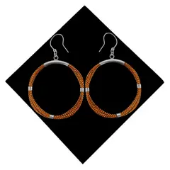 GENERICO - Aretes Mujer Hilo Naranja Hindú Regalo Mamá Novia Plata 950