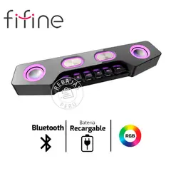 FIFINE - Parlante A16 Bluetooth Cableado RGB 4 Altavoces Estéreo Negro