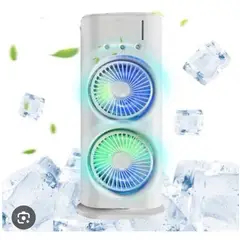 GENERICO - VENTILADOR AIRE FRÍO HUMIDIFICADOR LED MINIMALISTA 5EN1 DOBLE SPRAY