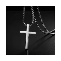 GENERICO - Cadena Fede de Hombre en Acero Inoxidable con Dije Cruz