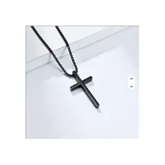 GENERICO - Cadena Fede de Hombre en Acero Inoxidable con Dije Cruz