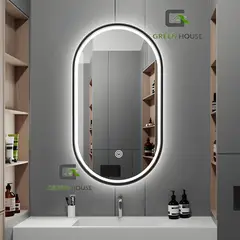 GREEN HOUSE - ESPEJO OVALADO CAMILA CON LUZ 3 TIEMPOS TOUCH 60x90 CM