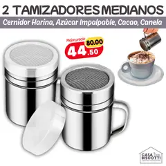 GENERICO - Cernidores de Acero Inoxidable Mediano para Cacao con Tapa PACK x2