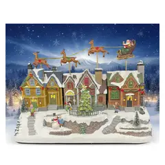 GENERICO - Villa Navideña Papá Noel 3 Renos Árbol Giratorio Musical Luz Led