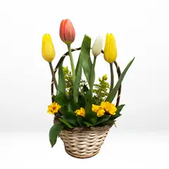 GENERICO - Mini Canasta Deysi Flores Amarillas -Arreglo floral