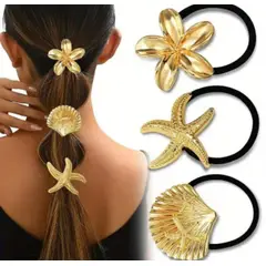 MORITA BAG STORE - 3 PIEZAS DE LAZOS PARA EL CABELLO - COLOR DORADO