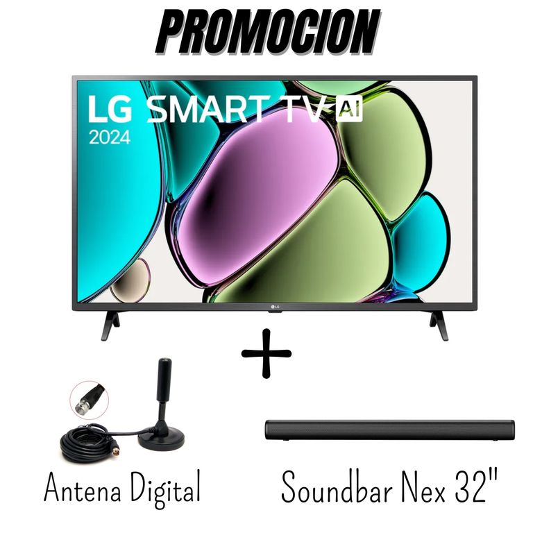 Televisor 43 Pulgadas FHD WebOS 43LR6000PSA + Barra de Sonido Nex PSB32 + Antena Digital (Combo)