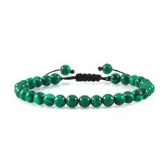 GENERICO - Pulsera Tejida Unisex Piedra Malaquita Natural para Buenas Energías