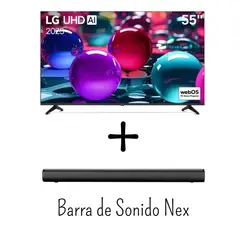LG - Televisor 55 Pulgadas Con IA UHD 4K WebOS 55UA7300PSB + Barra de Sonido Nex PSB32 (Combo)