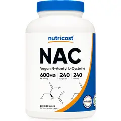 NUTRICOST - NAC Acetyl Cysteine Acetyl Cisteina 600 mg 240 cápsulas