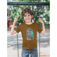 GENERICO - Polo de Dinosaurios Mosasaurio Camiseta para Niños Algodon Marron