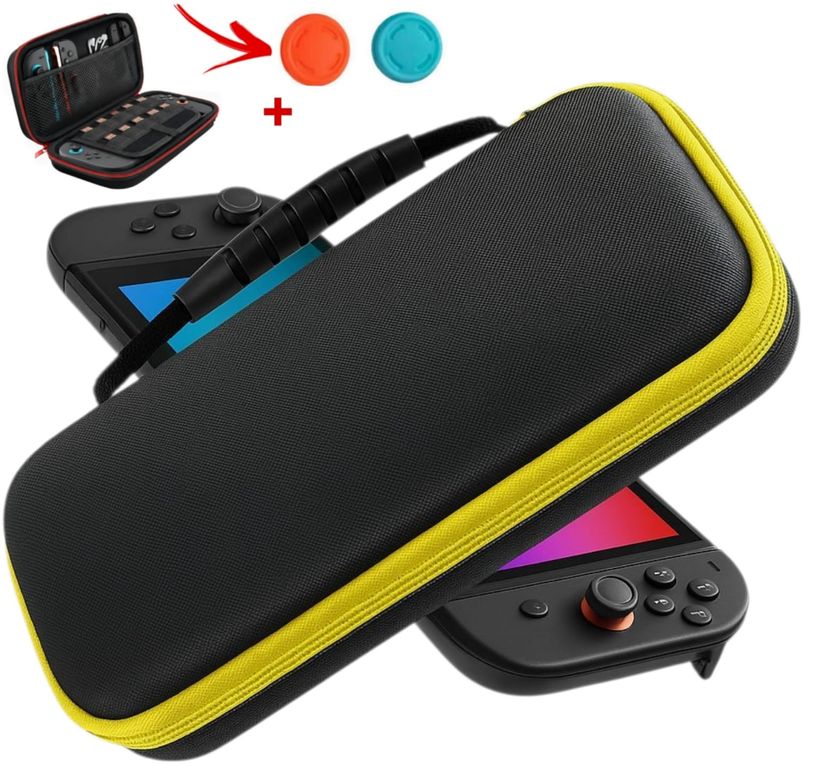 Estuche Protector Para Nintendo Switch 2 Case Funda - NEGRO CON AMARILLO