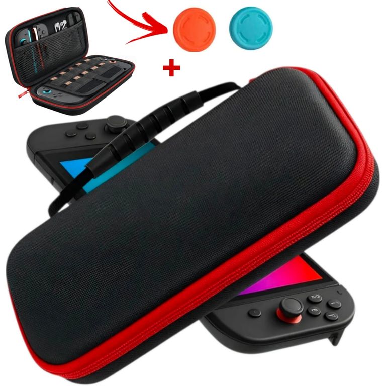 Estuche Protector Para Nintendo Switch 2 Case Funda - NEGRO/ROJO