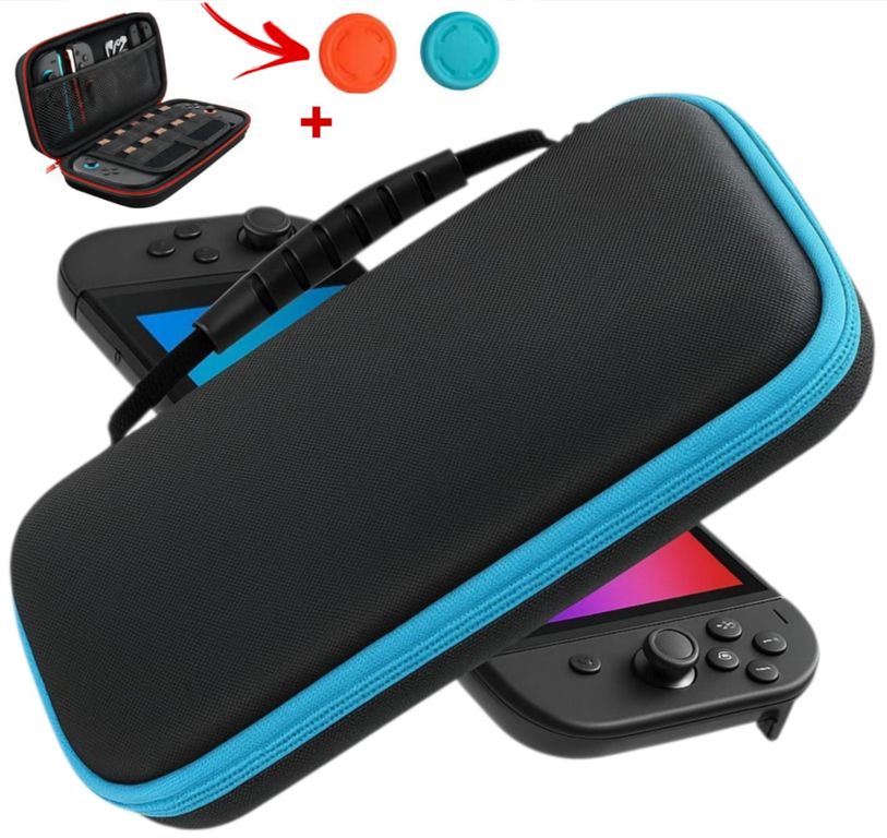 Estuche Protector Para Nintendo Switch 2 Case Funda - NEGRO/CELESTE