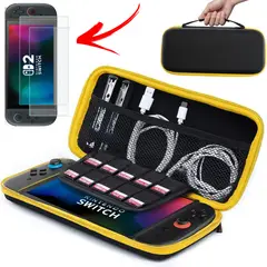GENERICO - 02 Micas + Estuche Protector Para Nintendo Switch 2 Case Funda