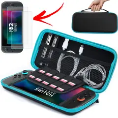 GENERICO - 02 Micas + Estuche Protector Para Nintendo Switch 2 Case Funda