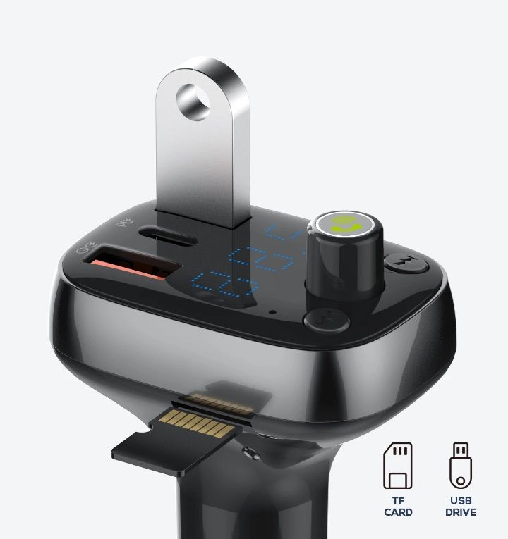 Transmisor Bluetooth Auto USB FM Carga Rápida Tipo C Micro SD