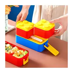 GENERICO - Set de 3 Tapers con Forma de Bloques Lonchera para Niños