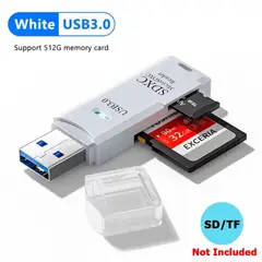 GENERICO - Lector de Tarjetas USB 3.0 para SD y Micro SD (512GB) Blanco