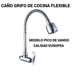 GENERICO - LLAVE DE CAÑO PARA COCINA FLEXIBLE PICO DE GANSO CROMADO