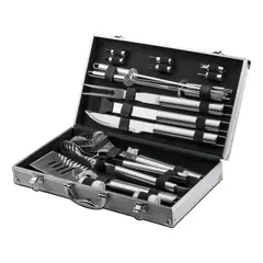 U BUY - Set Parrillero Asado Barbacoa 18 Pcs En Maleta Kit Parrilla