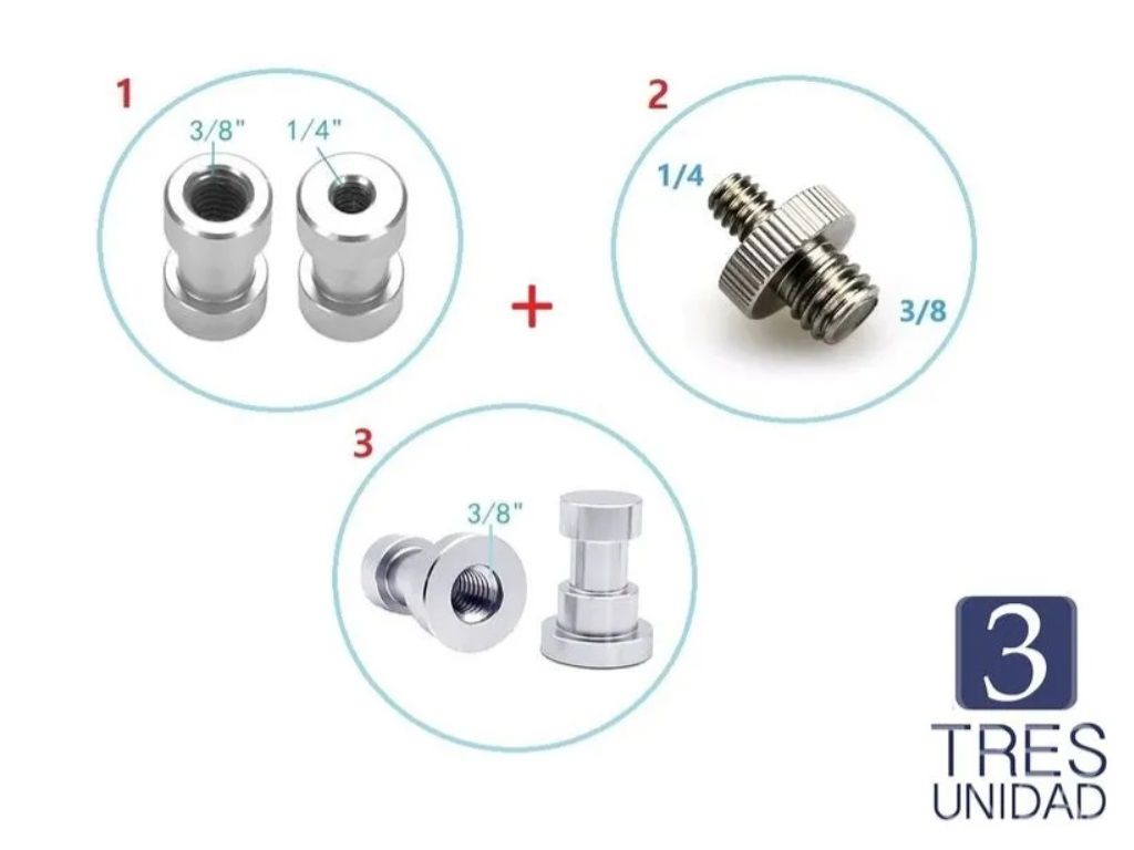 Kit Adaptador Trípode Macho Hembra 1 /4 3 /8 Monopié Flash Fotografia